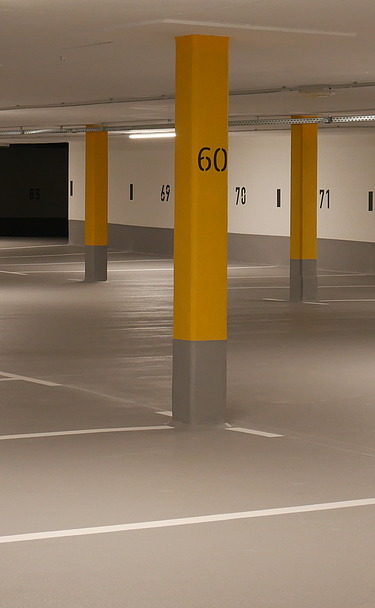 Oberflächenschutzsystem Tiefgarage Foto von einer beschichteten Tiefgarage