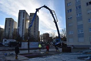 Foto von der Betonage einer Tiefgaragendecke