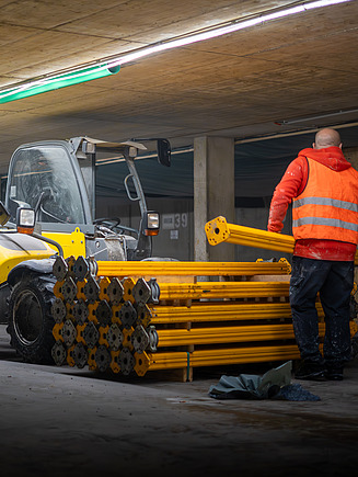 Foto von Abstützungsarbeiten in der Tiefgarage