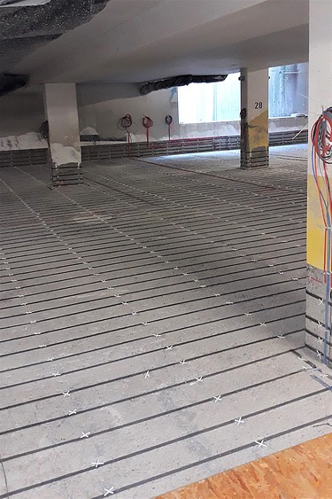 Foto vom Tiefgaragenboden mit eingestzem KKS