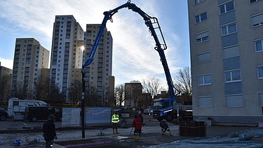 Foto von der Betonage einer Tiefgaragendecke