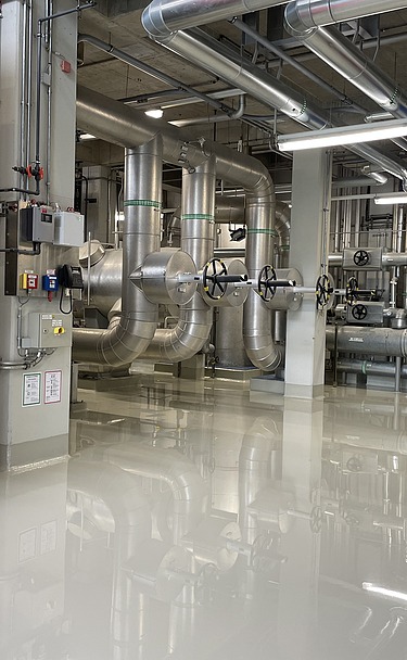 Foto von einer Bodenbeschichtung in grau